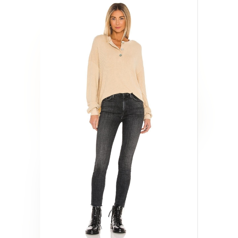 Lovers + Friends Tops Waffle Oversized Henley Cream